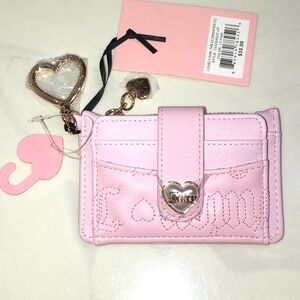 Juicy Couture Light Pink Lovely Girl Tab Elongated Faux Leather CC Wallet NWT